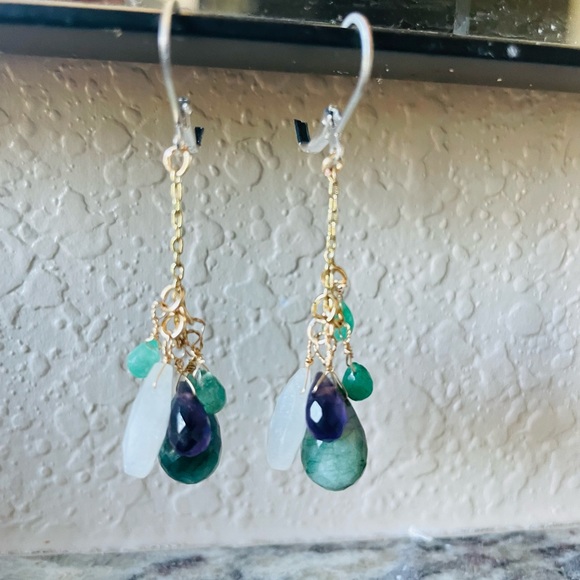 Sundance Emerald Amethyst moonstone earrings - Picture 2 of 7